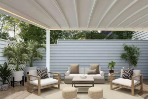 Pérgola Alba Butterfly, una solución para proyectos contract que aúna alta resistencia al agua y ligereza visual
